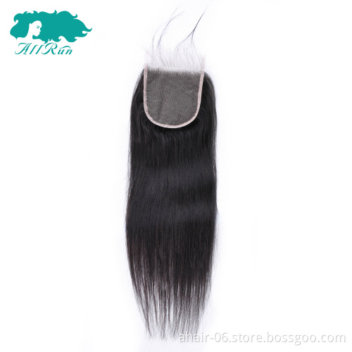 ALLRUN Factory Wholesale Good Quality Brazilian Hair Transparent Lace Closure 4*4 Human Hair